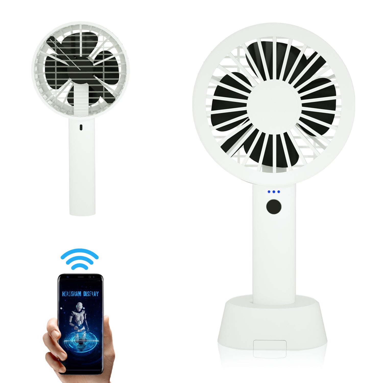 Indtil Ynkelig Forskel Handheld Hologram LED Fan For One Side Cooling & One Side Holo – Enoptech