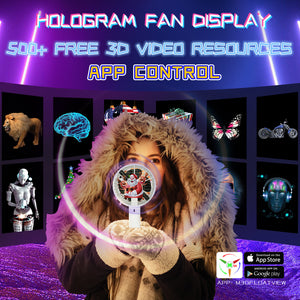 Handheld Hologram LED Fan For One Side Cooling & One Side Holo