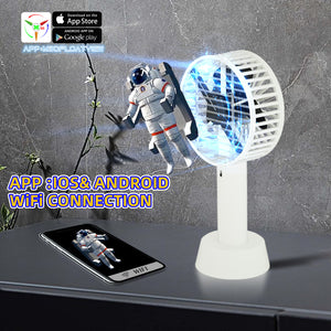 Handheld Hologram LED Fan For One Side Cooling &amp; One Side Holo 