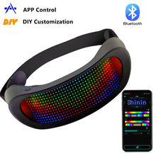 Load image into Gallery viewer, App Control Bluetooth Led Party Glasses Resizable Multi-lingual USB Charge Flashing Luminous Party Christmas Concert Sunglasses
