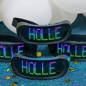 App Control Bluetooth Led Party Glasses Resizable Multi-lingual USB Charge Flashing Luminous Party Christmas Concert Sunglasses